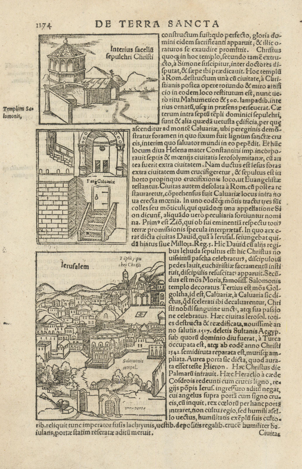 De Terra Sancta. Views of Jerusalem. Holy Sepulchre Church. MÜNSTER 1572 print